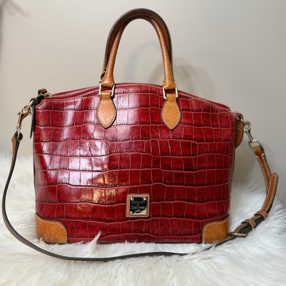 Dooney & Bourke Red Crocodile-Embossed Satchel